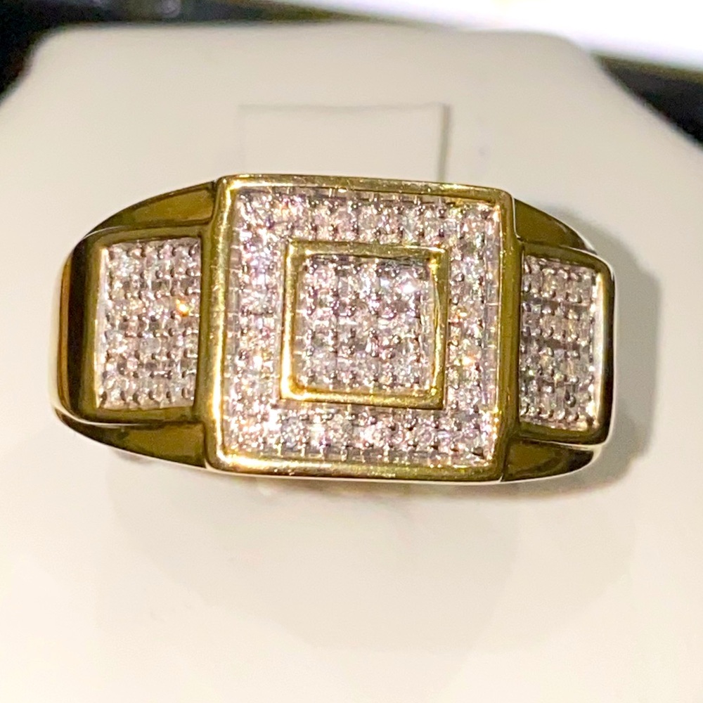 10k solid gold beautiful real diamond men ring not CZ not plated free appraisal